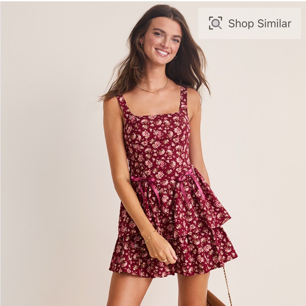 Francesca's Burgundy Floral Mini Dress